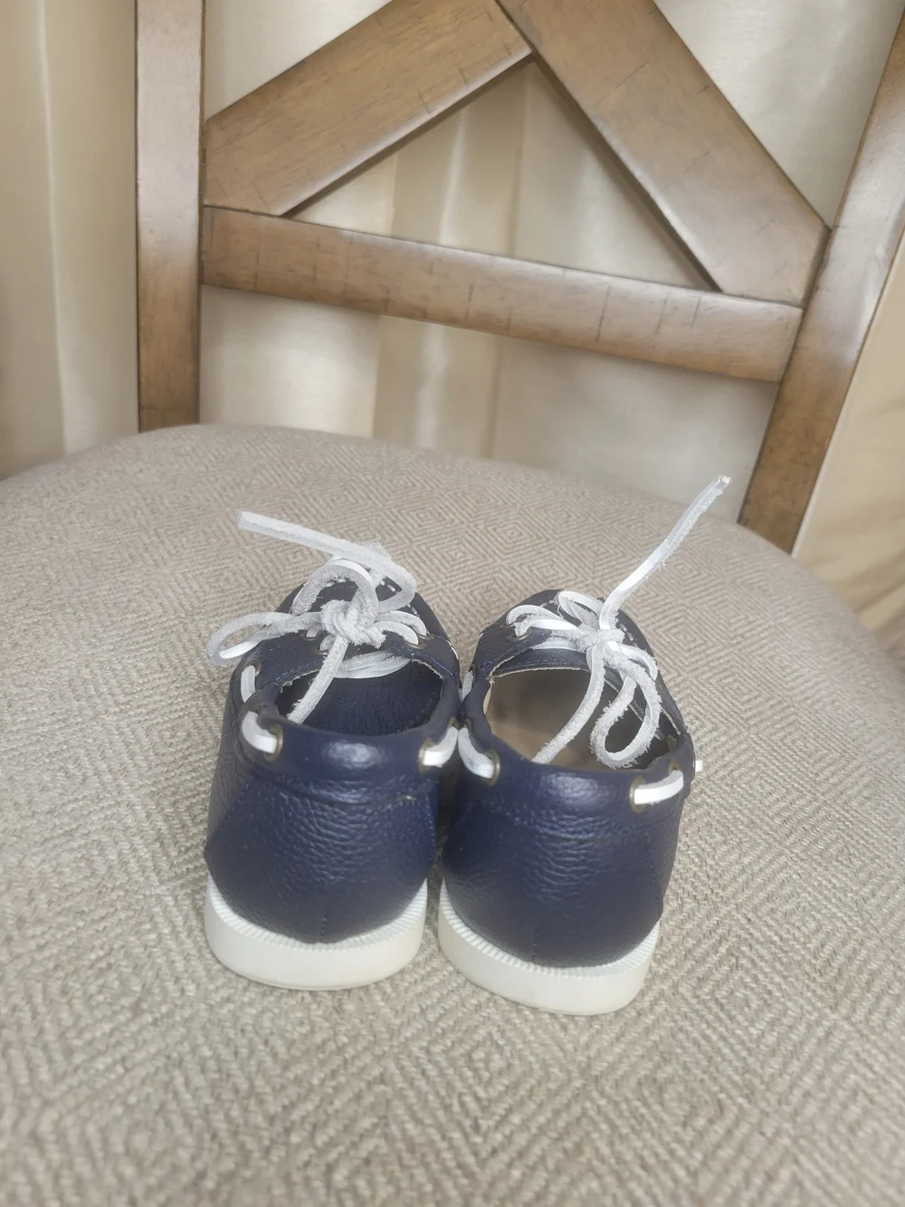 Janie And Jack Navy Blue Boat Shoes with White Laces